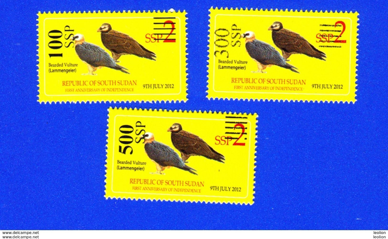 SOUTH SUDAN 2017 Surcharged Overprints On 2012 2 SSP Birds Vulture Stamp UNADOPTED PROPOSAL SOUDAN Du Sud Südsudan - Zuid-Soedan
