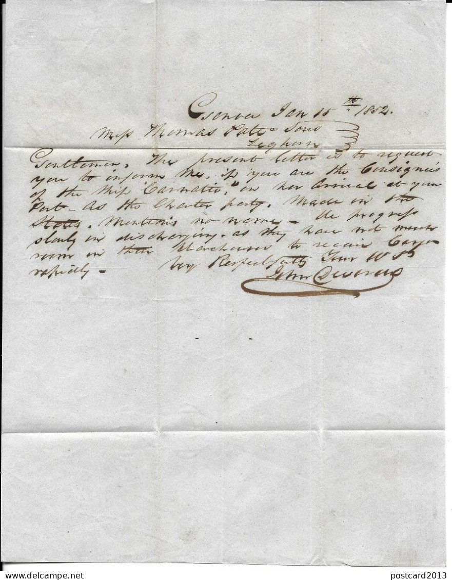 REGNO DI SARDEGNA , LETTERA DA GENOVA PER LIVORNO , BOLLO " V.P.M. " E " GENOVA - CORSO PARTICOLARE " , 1852 . - Sardinia