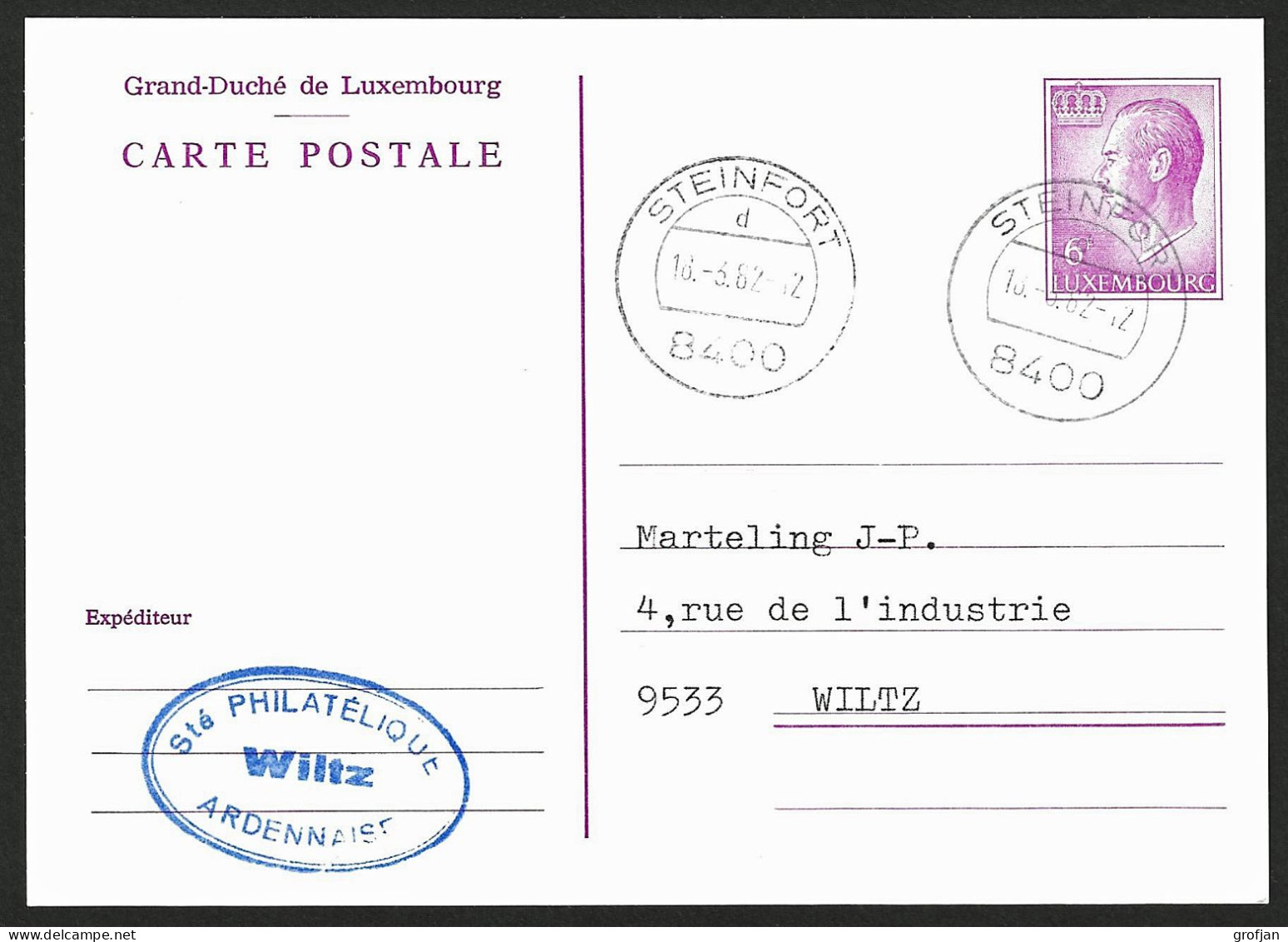 Carte Correspondance - Entier - Stationary No. 141 Steinfort D 1982 - Ganzsachen