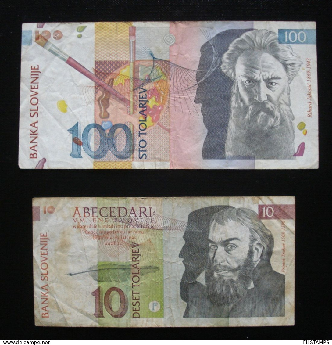 SLOVENIA 100 TOLARJEV, 10 TOLARJEV 1992. BANKNOTES. - Slovénie