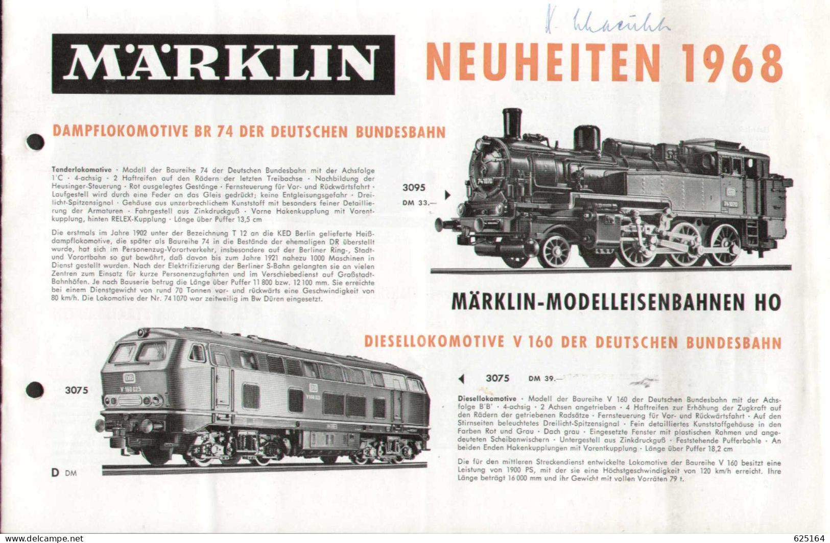 Catalogue MÄRKLIN 1968 Neuheiten HO + MINIATURAUTOS + AUTORENNBAHN SPRINT - Duits