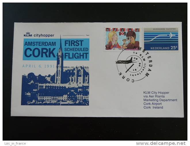 Premier Vol First Flight FFC KLM Amsterdam Cork - Lettres & Documents