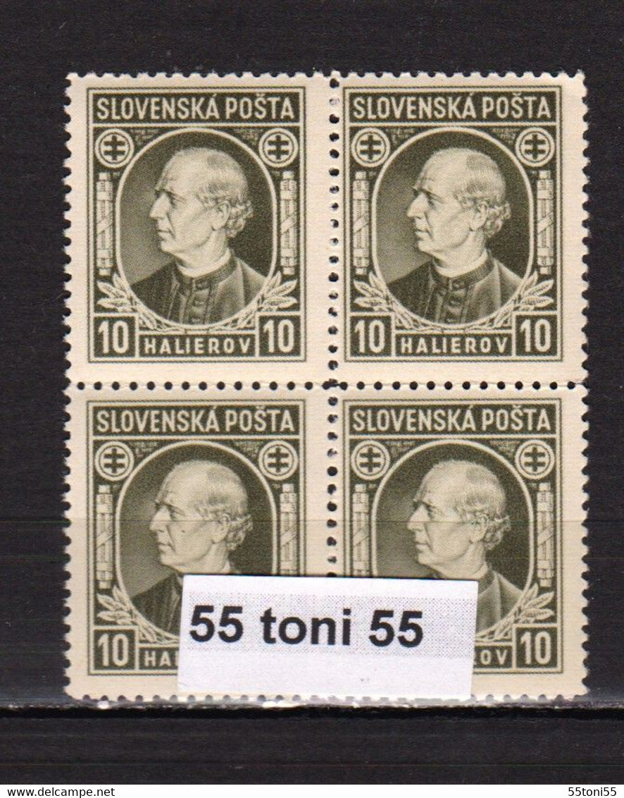 1939  P. Hlinka   Mi 36 (Yv 23), MNH)** Bloc De 4 Slovakia/Slovaquie - Ungebraucht