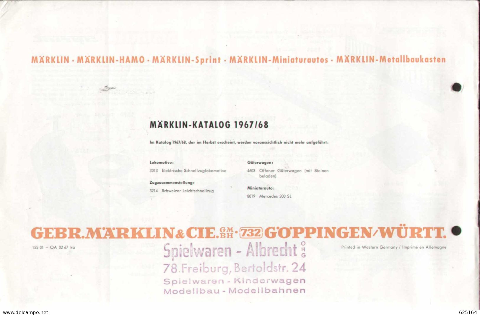 Catalogue MÄRKLIN 1967 Neuheiten HO + HAMO + AUTORENNBAHN SPRINT - Deutsch