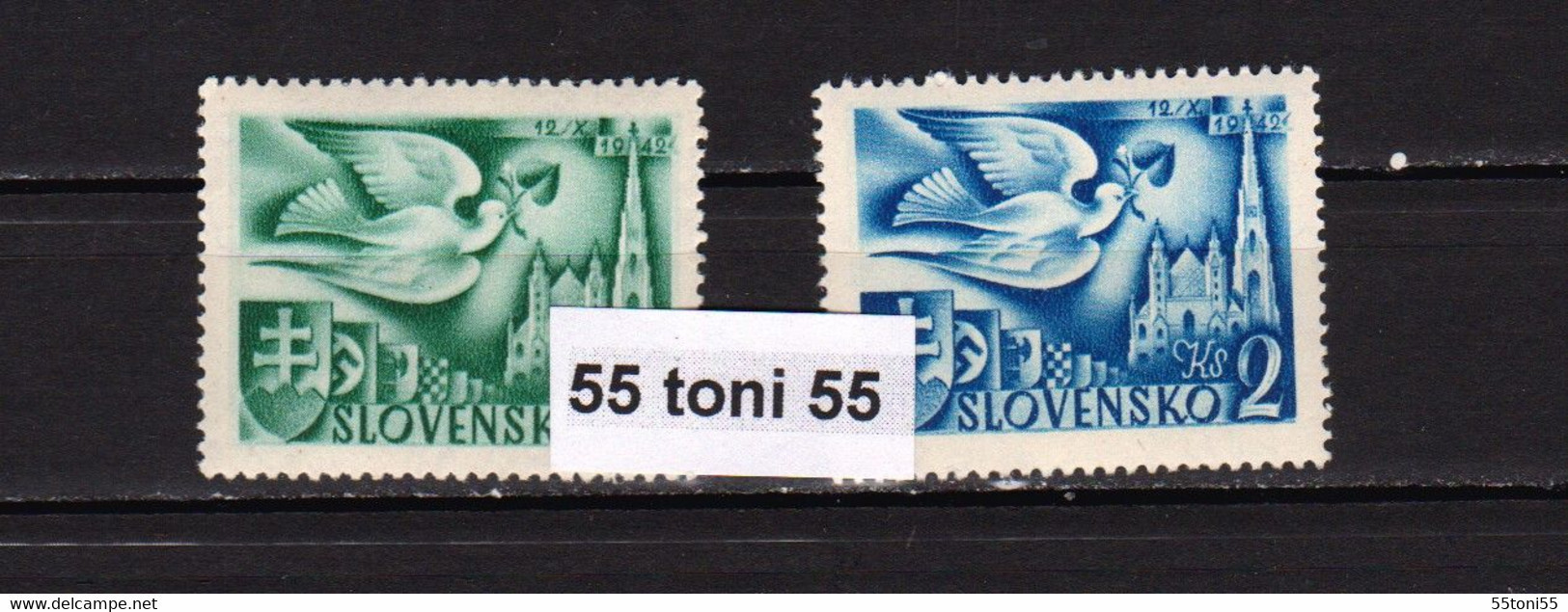 1942, Postkongress- Wien, (pigeon ;coats Of Arms)   Michel 102 + 104 – MNH  Slovakia - Palomas, Tórtolas