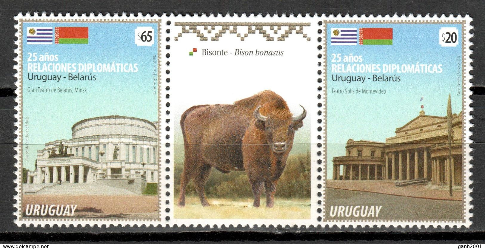 Uruguay 2017 / Joint Issue Belarus Diplomatic Relations MNH Emisión Conjunta Bielorrusia / Hx45  34-56 - Emissions Communes