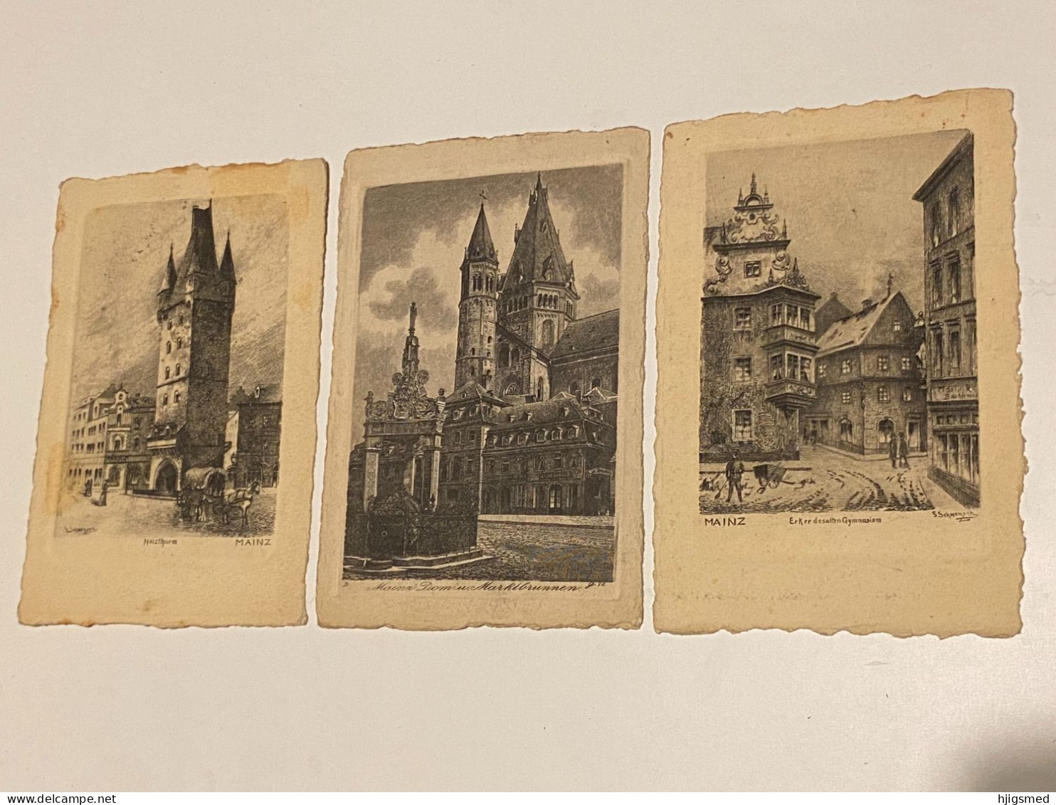 3 Pcs Stk Engraving ! Germany Deutschland Mainz Signed Art Holz Turm Dom Book Shop 17457 Post Card POSTCARD - Mainz