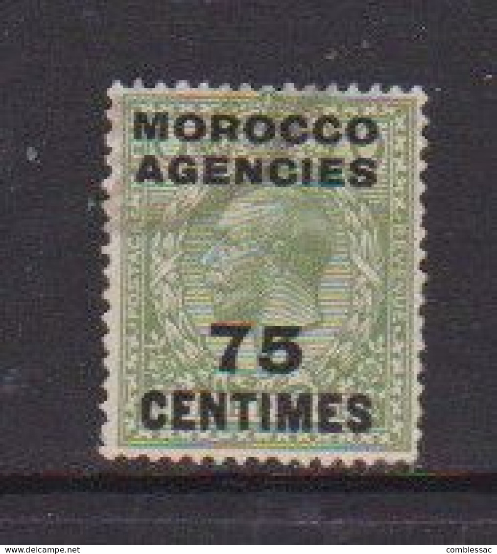 MOROCCO  AGENCIES    1917    75c  On  9d  Olive  Green    USED - Bureaux Au Maroc / Tanger (...-1958)