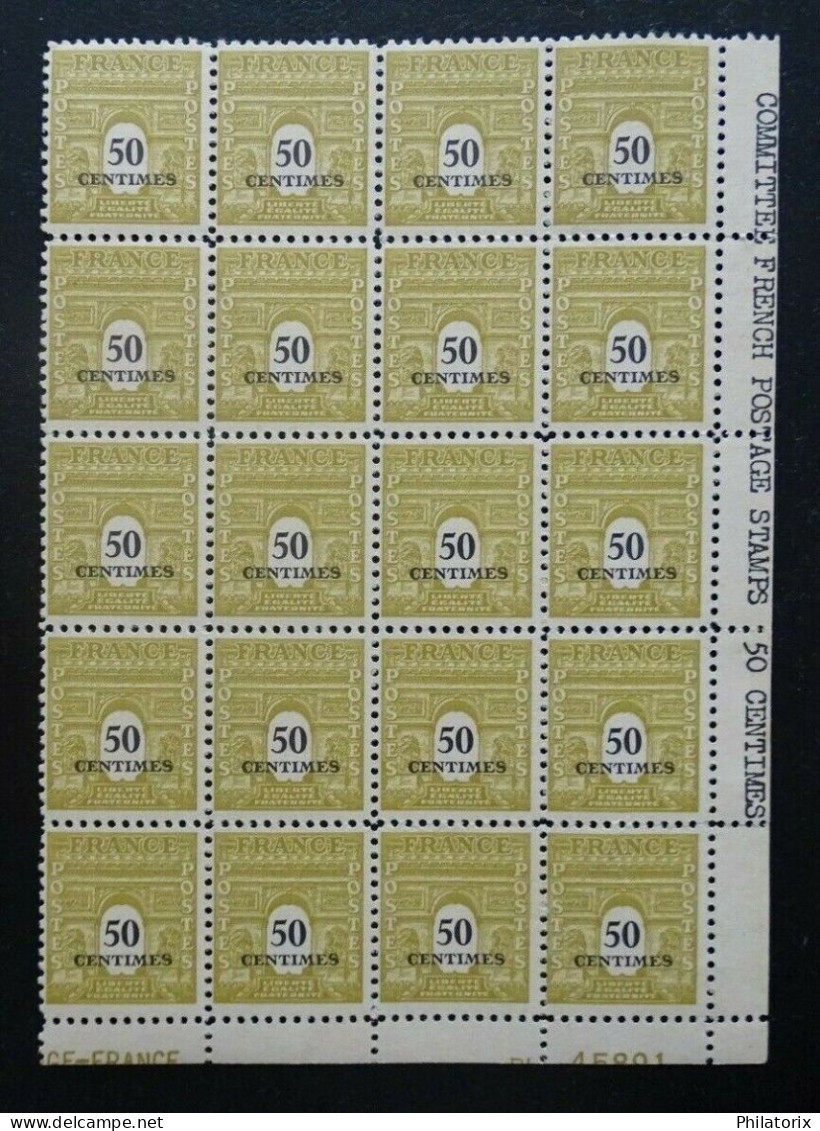 Frankreich Mi 651 **/* , 20 Er Block , Y 704 MNH/MH , Alliierte Truppen - 1944-45 Arco Del Triunfo