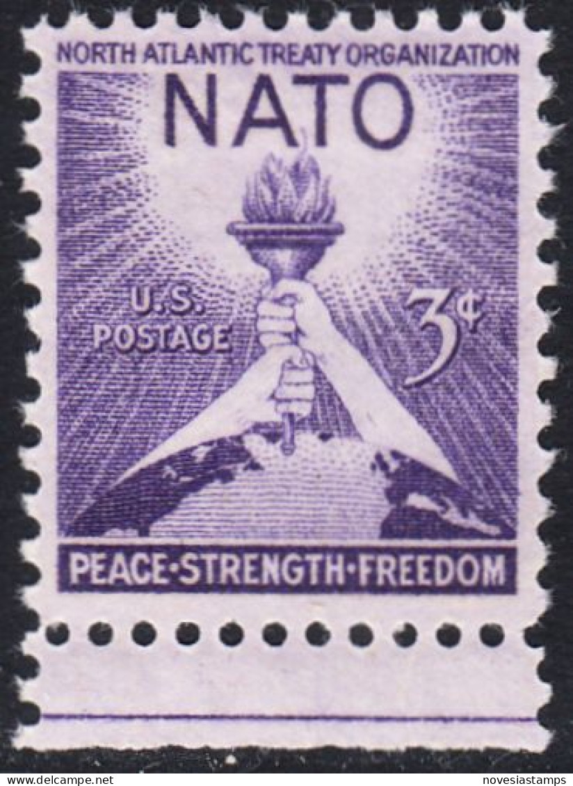!a! USA Sc# 1008 MNH SINGLE W/ Bottom Margin (a2) - NATO - Unused Stamps