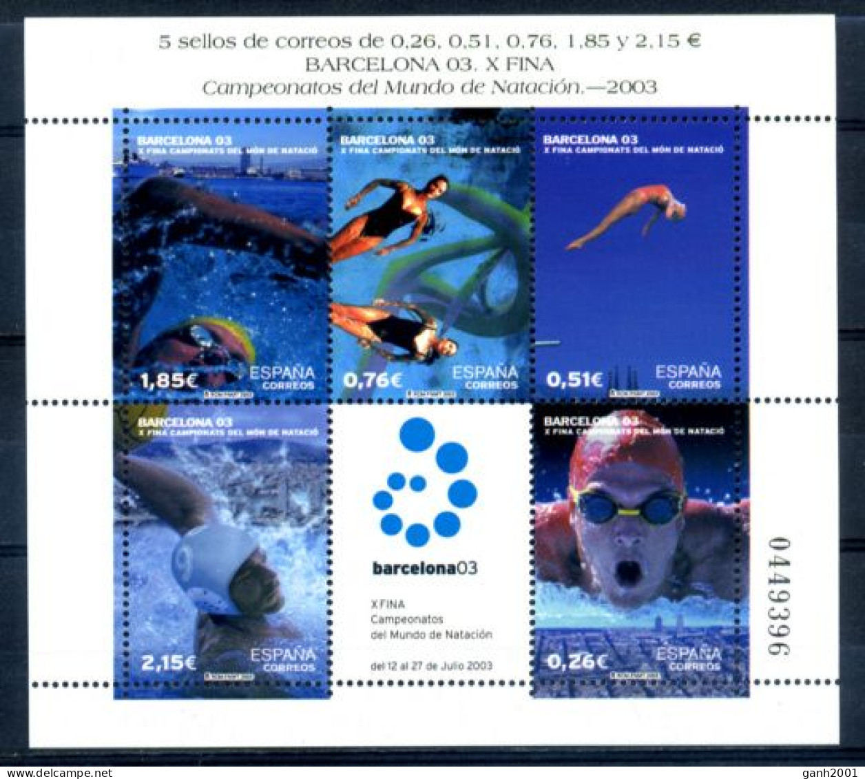 Spain 2003 España / World Swimming Championship MNH Campeonato Mundial Natación Y Saltos / Il33  1-41 - Swimming