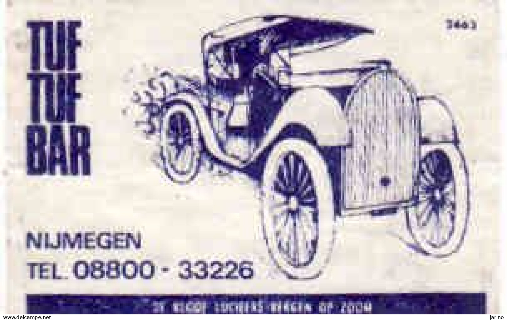 Dutch Matchbox Label, Nijmegen - Gelderland, TUF TUF BAR, Old Auto, Holland, Netherlands - Boites D'allumettes - Etiquettes