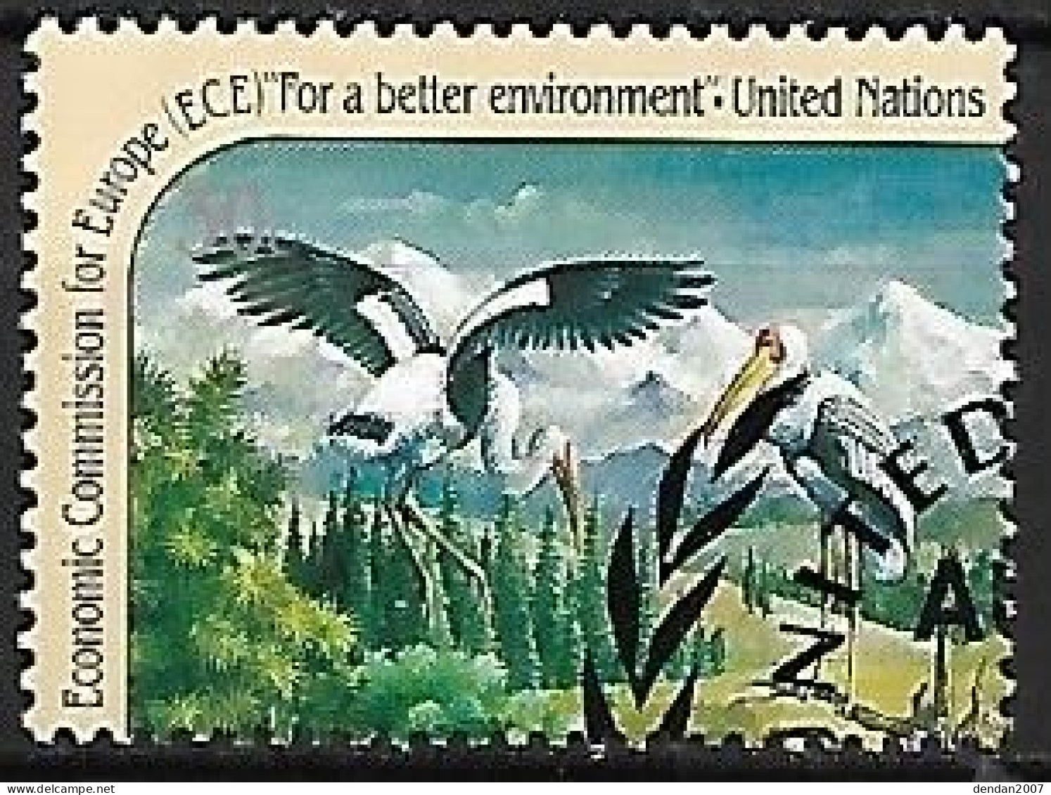 UNO NY - Used 1991 :   Painted Stork -   Mycteria Leucocephala - Ooievaars