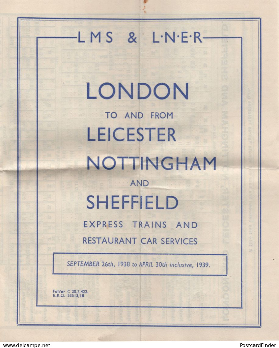 Leicester Sheffield London 1939 WW2 LMS LNER Train War Timetable - Europe