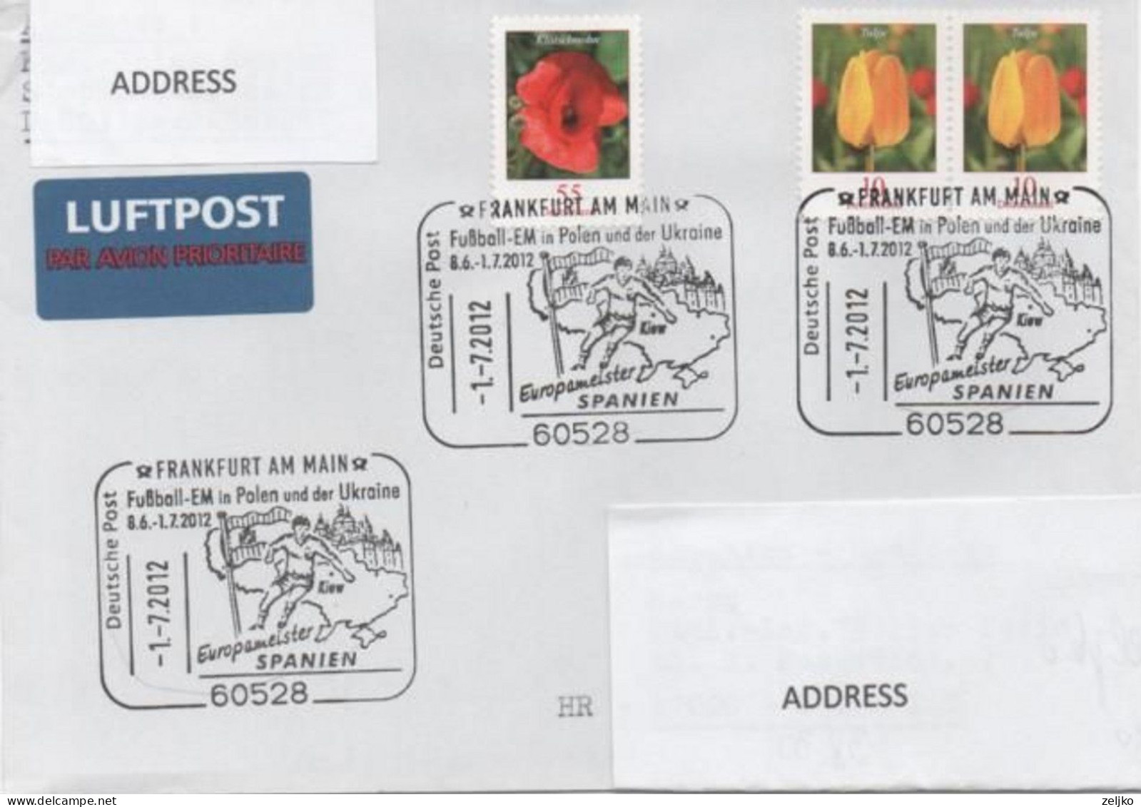 Germany, Football, European Championship 2012, Spain European Champions, Air Mail To Croatia - Europei Di Calcio (UEFA)