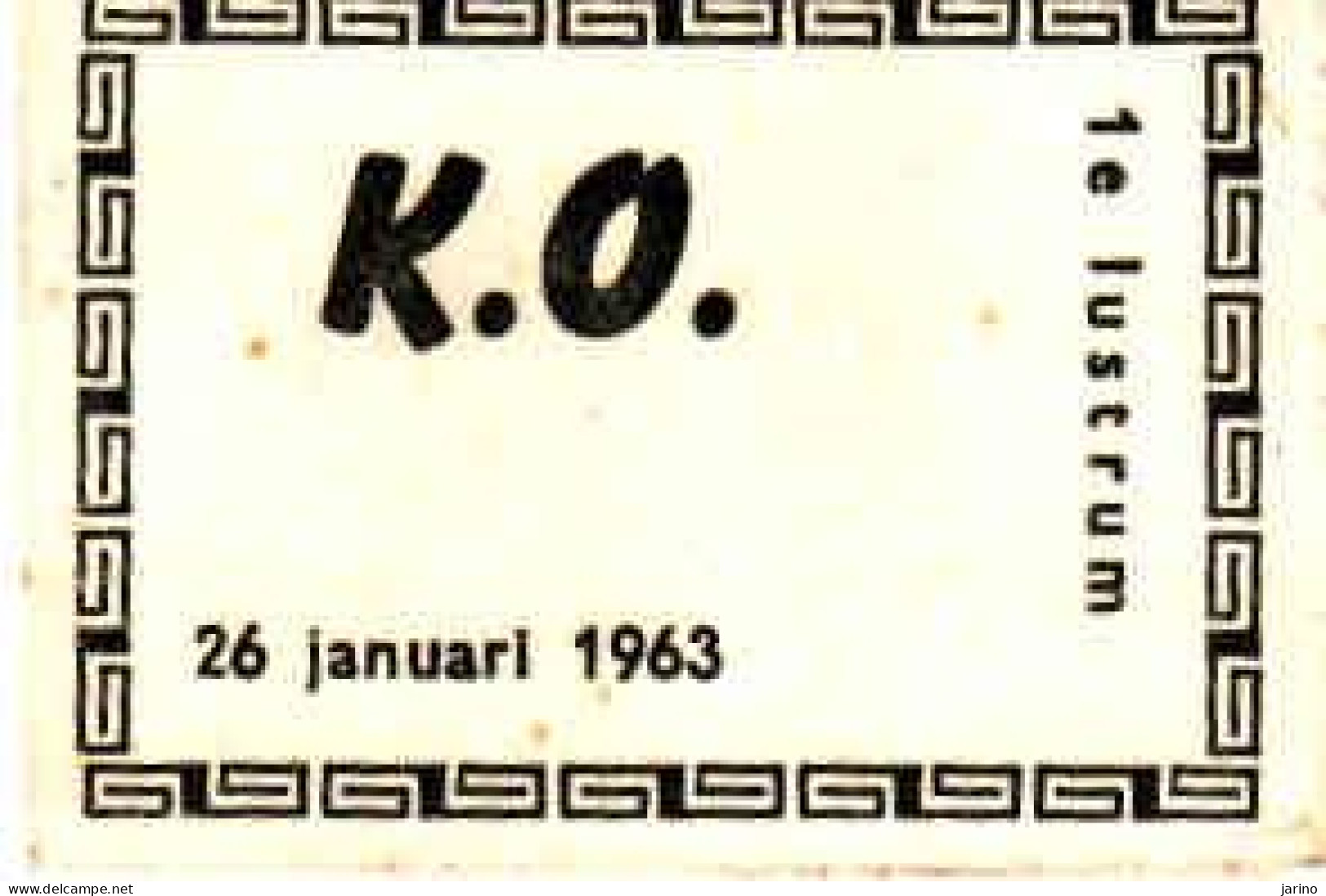 Dutch Matchbox Label, K. O. 1e Lustrum, 26 Januari 1963, Holland, Netherlands - Boites D'allumettes - Etiquettes