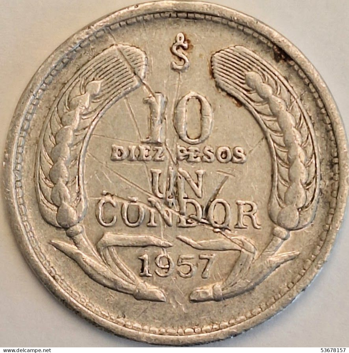 Chile - 10 Pesos 1957, KM# 181 (#3425) - Chili