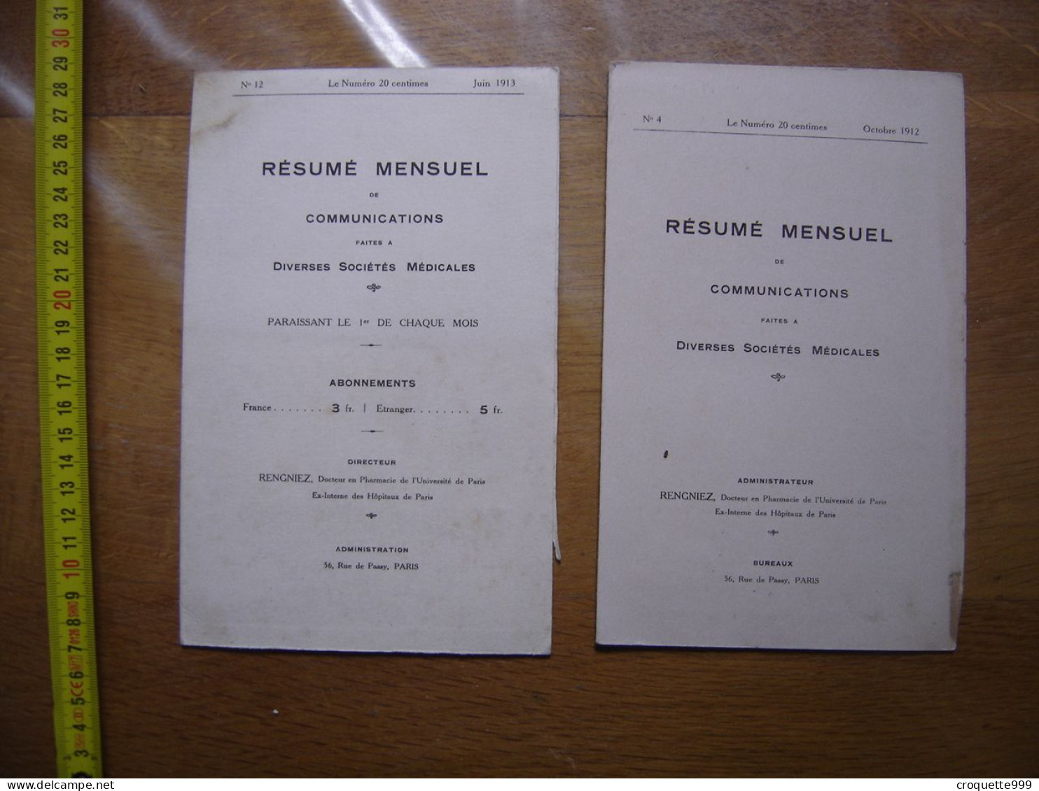 2 Buvards 1912 Et 13 Resume Mensuel Faites A Societes Medicales 4 Et 12 - Produits Pharmaceutiques