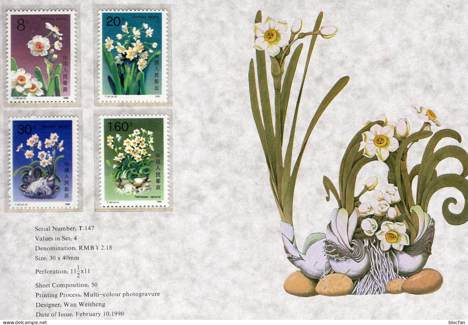 Narzissen 1990 China 2283/6 ** 5€ Auf So.-Bl. Blumen Narcissus Narzetta M/s Hoja Flower Ss History Plants Sheet Bf Chine - Giftige Pflanzen