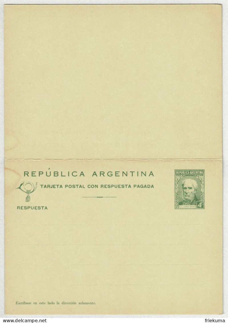 Argentinien / Argentina, Ganzsachen-Karte/Tarjeta Postal Con Respuesta Pagada Guillermo Brown - Postal Stationery
