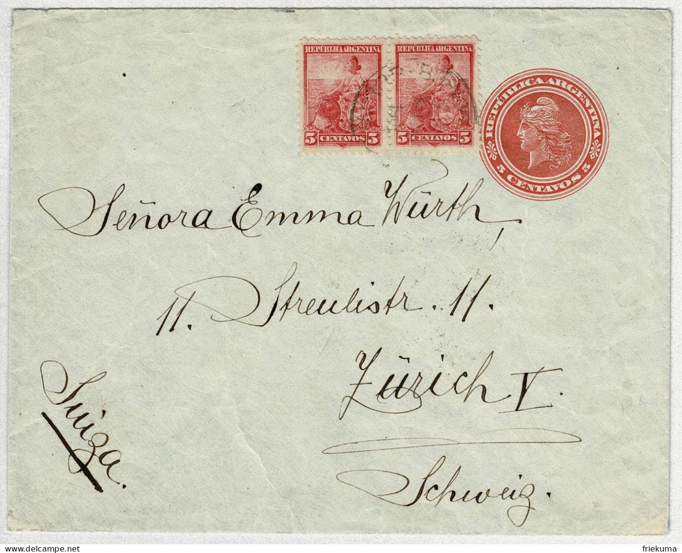 Argentinien / Argentina 1905, Ganzsachen-Brief / Stationery Buenos Aires - Zürich (Schweiz) - Ganzsachen
