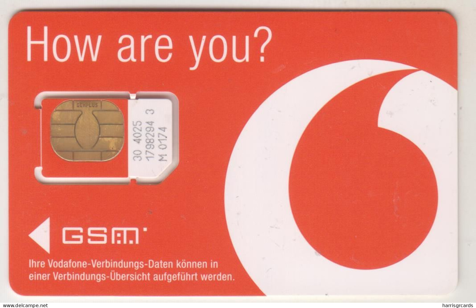GERMANY - How Are You? , Vodafone GSM Card , Mint - Cellulari, Carte Prepagate E Ricariche
