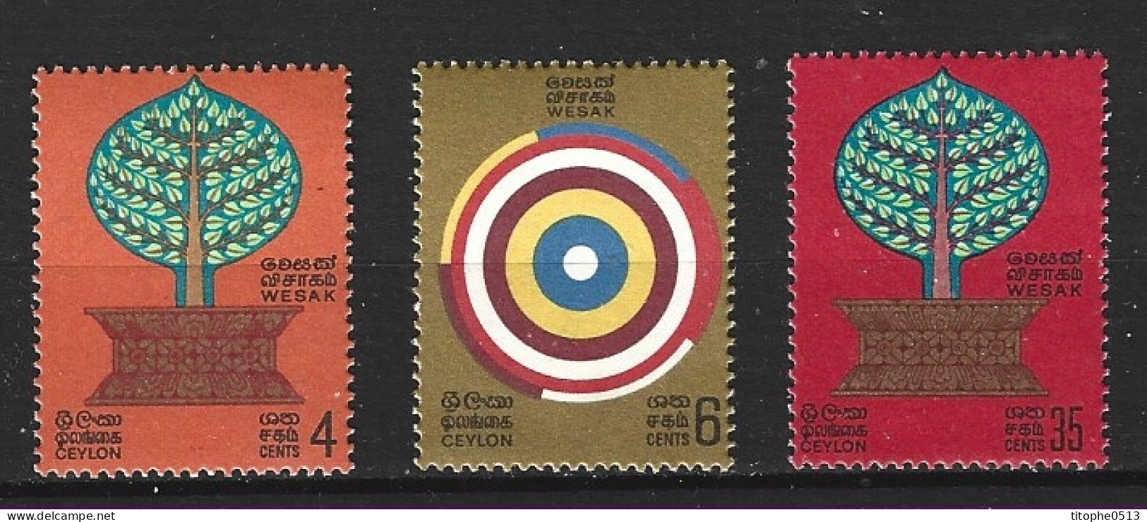 CEYLAN. N°399-401 De 1969. Mai Bouddhiste/Vesak. - Boeddhisme