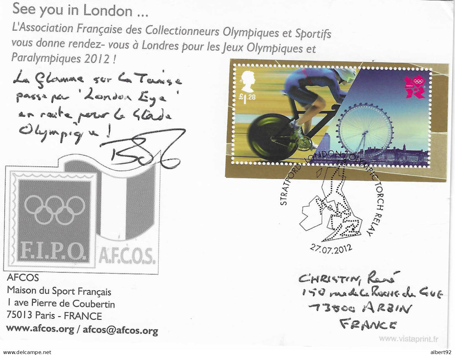 2012 Jeux Olympiques De Londres; Parcours De La Flamme Olympique+ Cyclisme - Summer 2012: London