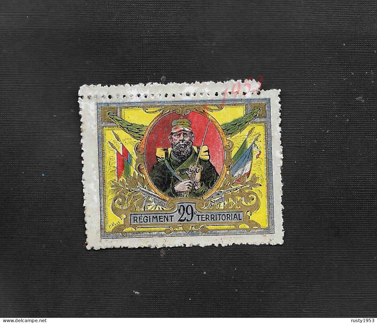 MILITARIA GUERRE 1914 TIMBRE VIGNETTE PATRIOTIQUE  29e RÉGIMENT : - Rotes Kreuz