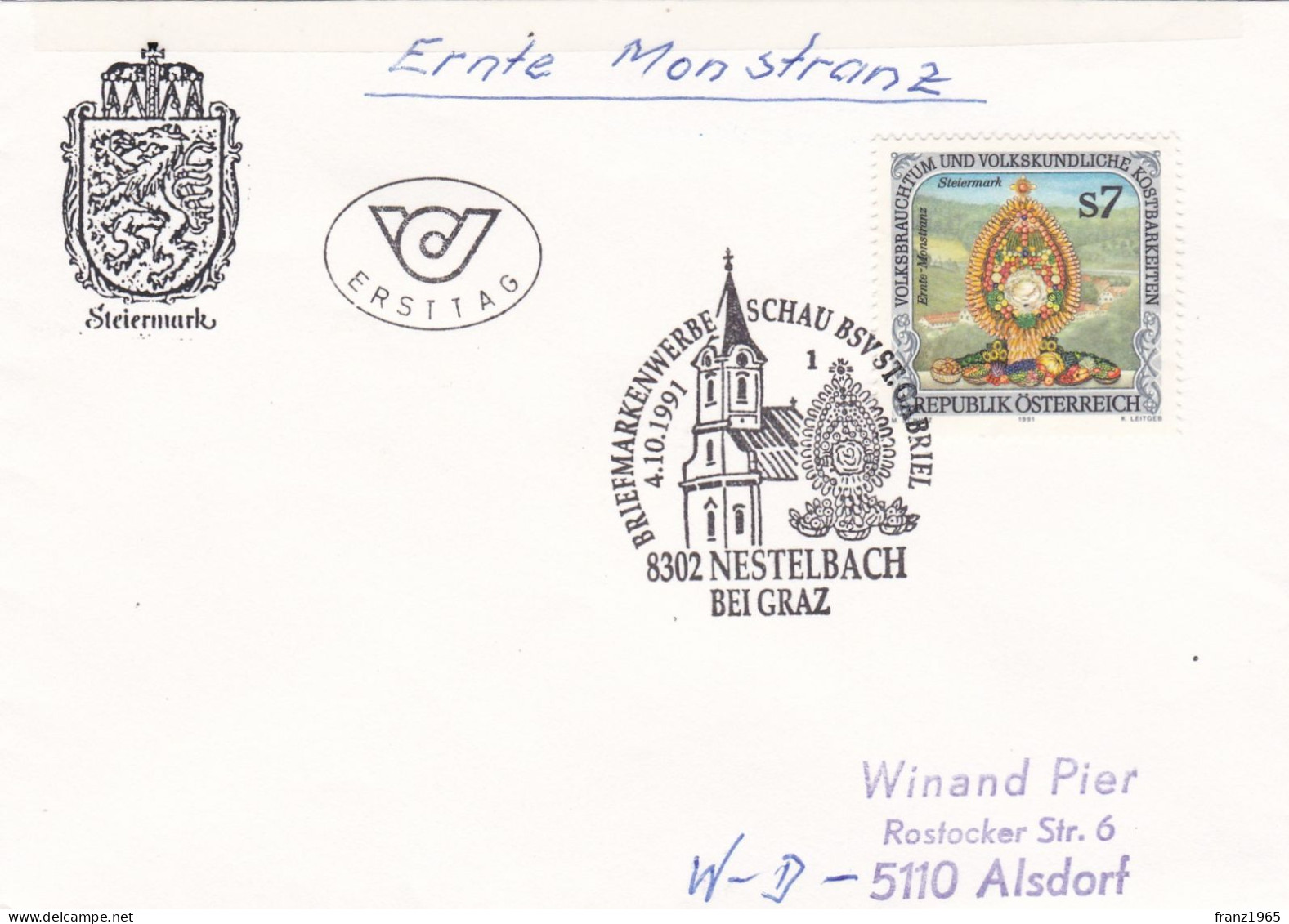 Briefemarkenwerbenschau - Nestelbach Bei Graz - 1991 - Storia Postale