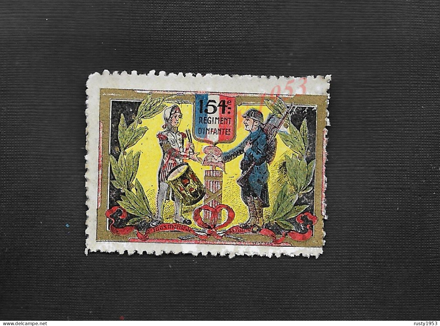 MILITARIA GUERRE 1914 TIMBRE  VIGNETTE PATRIOTIQUE  154e RÉGIMENT : - Croce Rossa