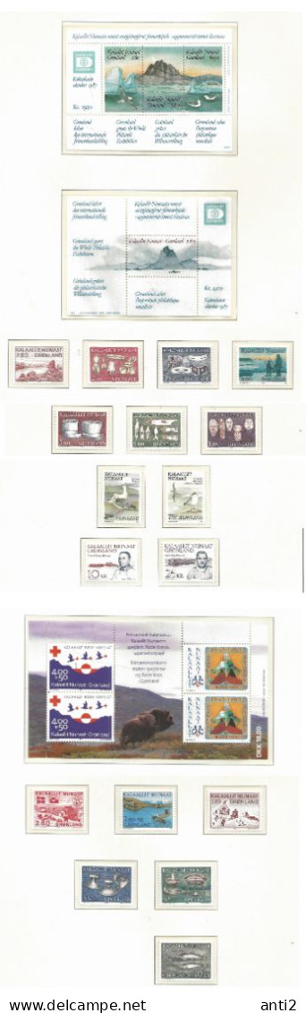 Greenland  1979-1990 46 Stams And Blocs (different Stamps), MNH(**) - Collections, Lots & Series