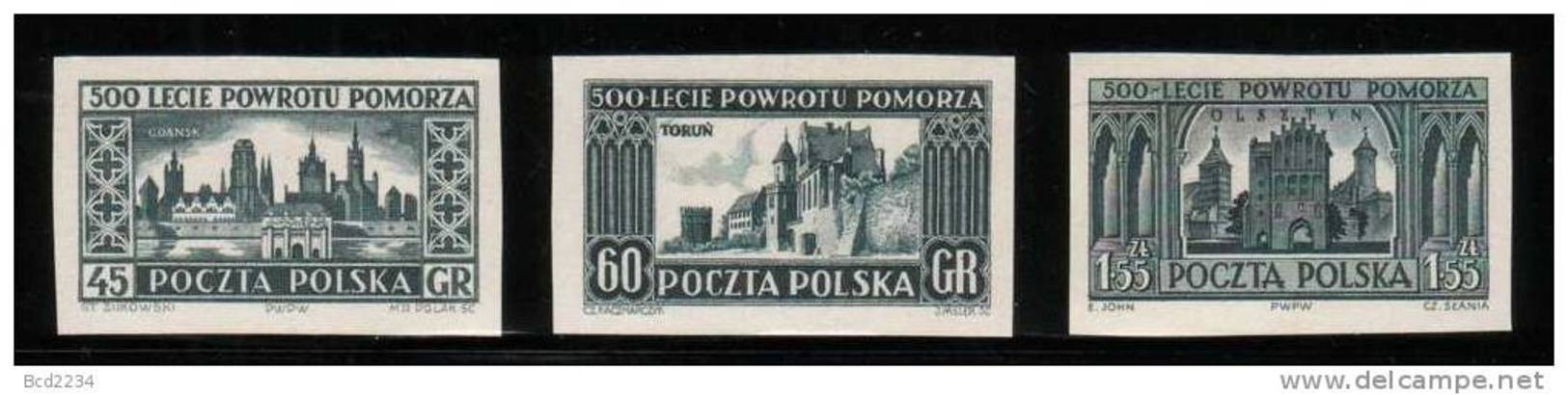 POLAND 1954 POMERANIA SLANIA BLACK PROOFS NHM NO GUM Olsztyn Gdnask Torun Architecture Churches Cathedrals Germany - Proeven & Herdruk