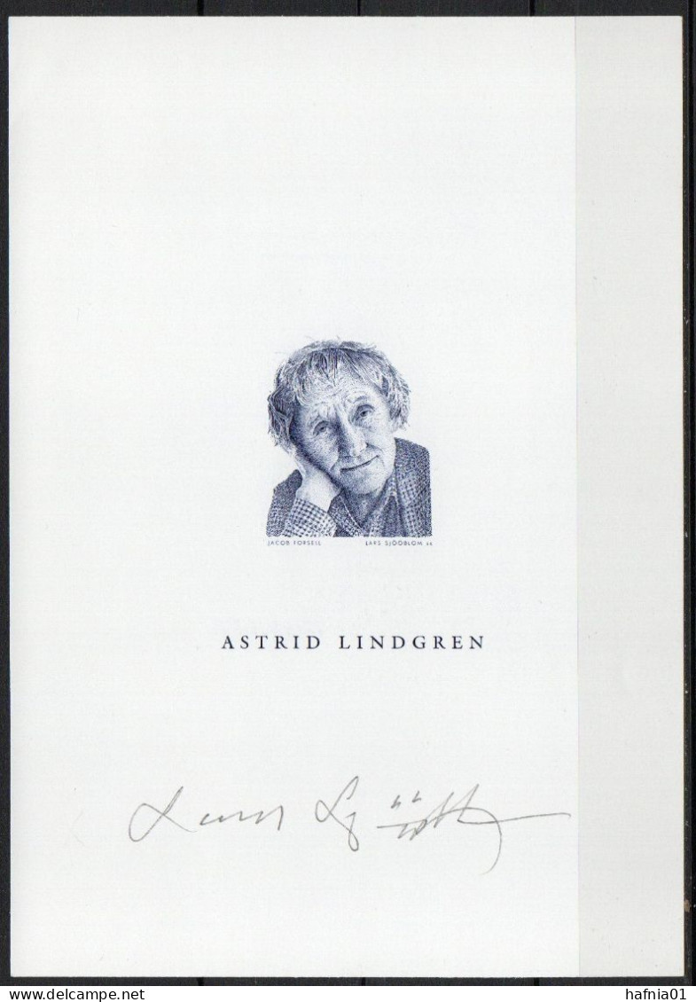 Lars Sjööblom. Sweden 2002. Astrid Lindgren. Blackprint. Signed. - Proeven & Herdrukken