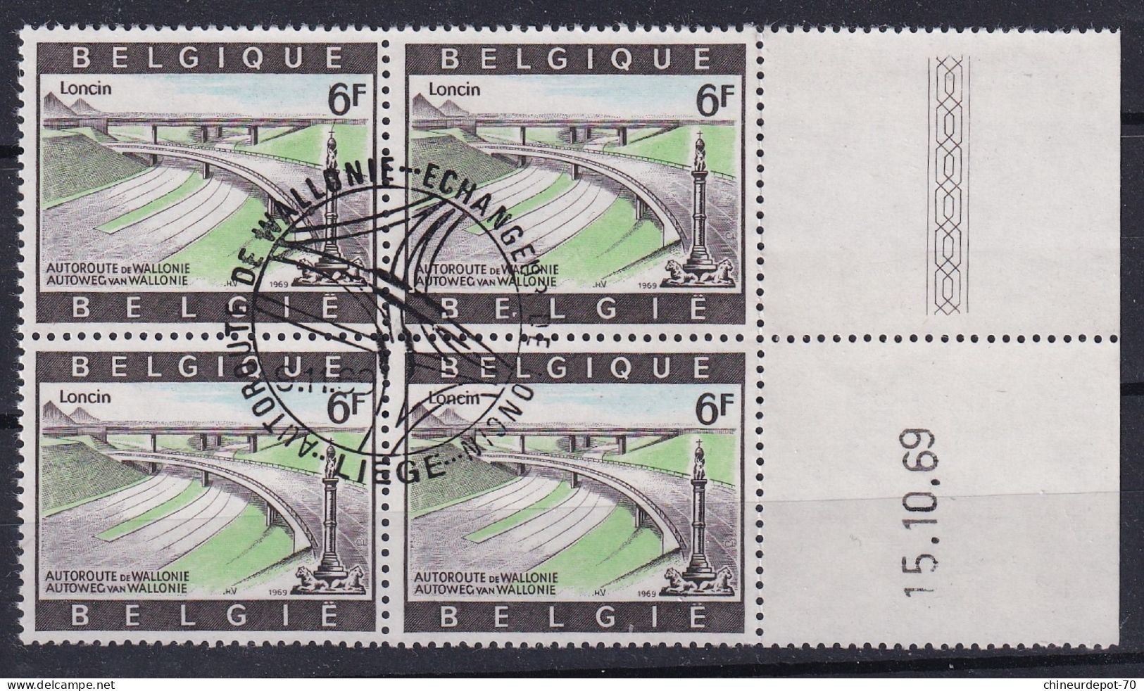 1969 Loncin AUTOROUTE DE WALLONIE CACHET LIEGE BORD DE FEUILLE - Datiert