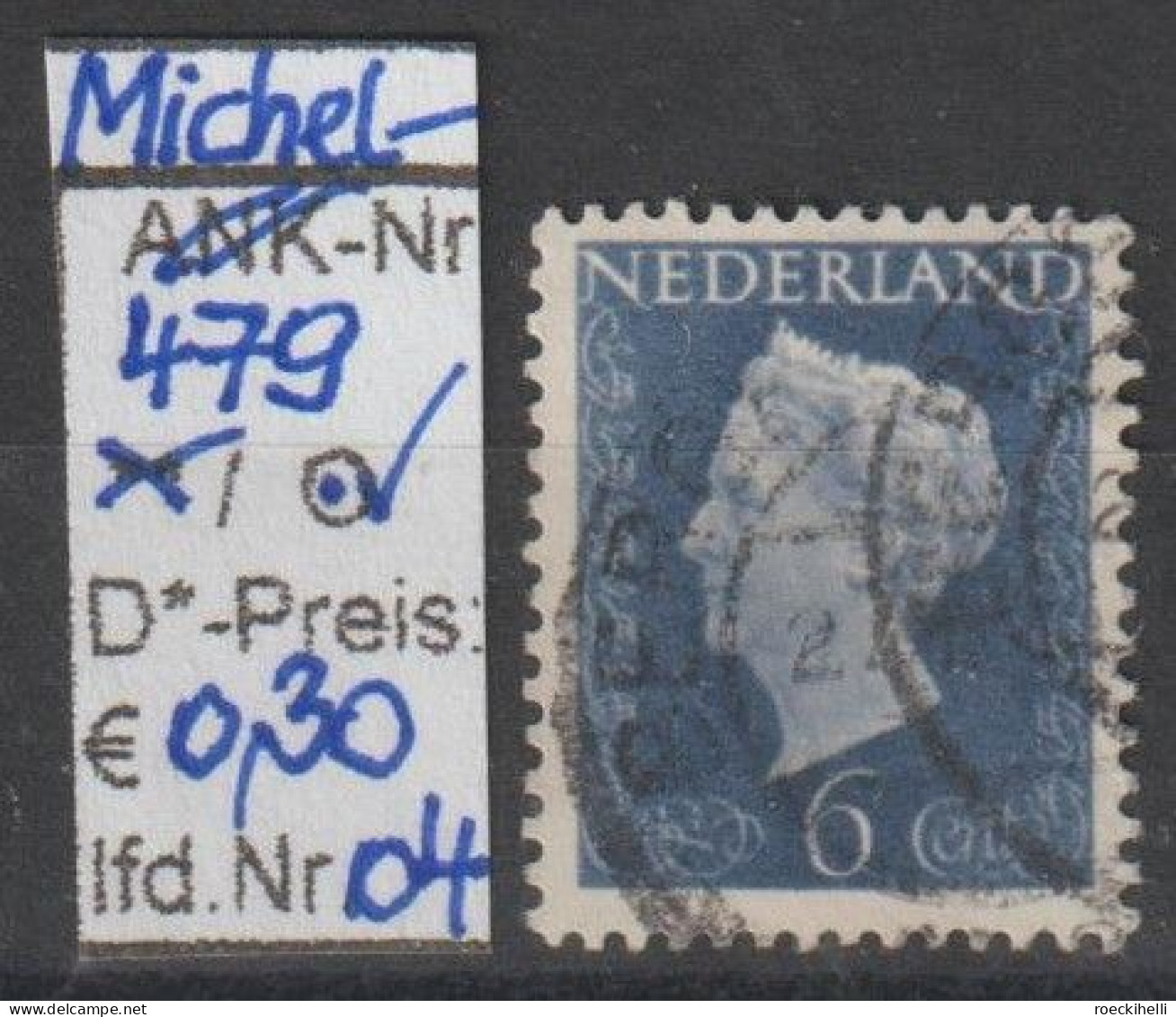 1947- NIEDERLANDE - FM/DM "Königin Wilhelmina" 6 C Graublau - O Gestempelt - S. Scan (479o 01-06 Nl) - Gebruikt