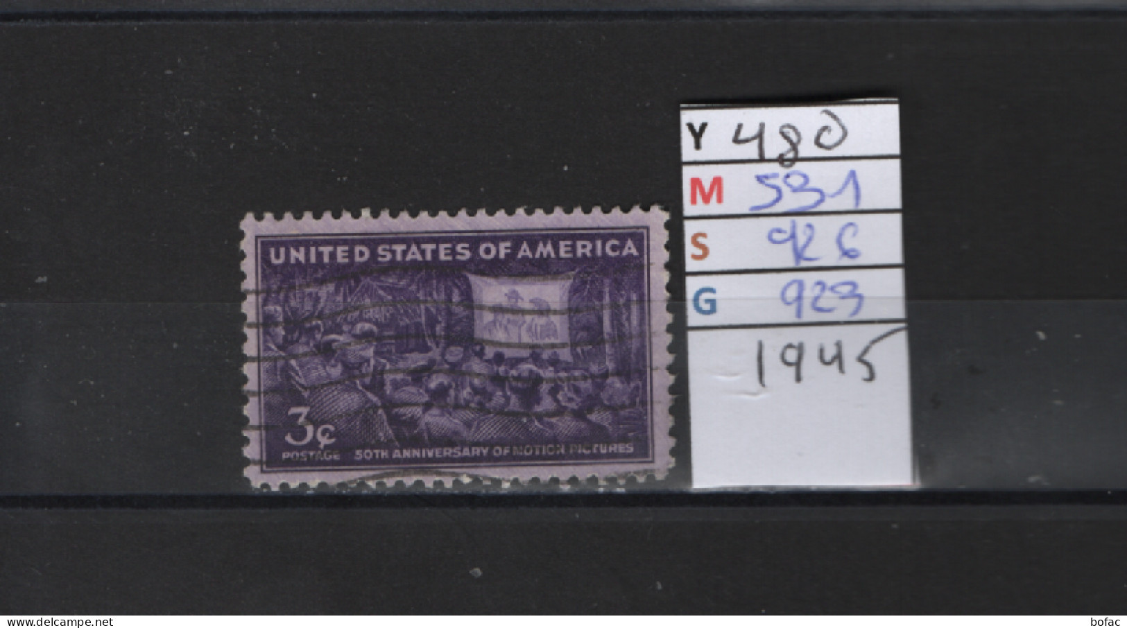 PRIX FIXE Obl 480 YT 531 MIC 926 SCO 923 GIB Cinquantenaire Du Cinéma 1945 Etats Unis 58A/04 - Used Stamps