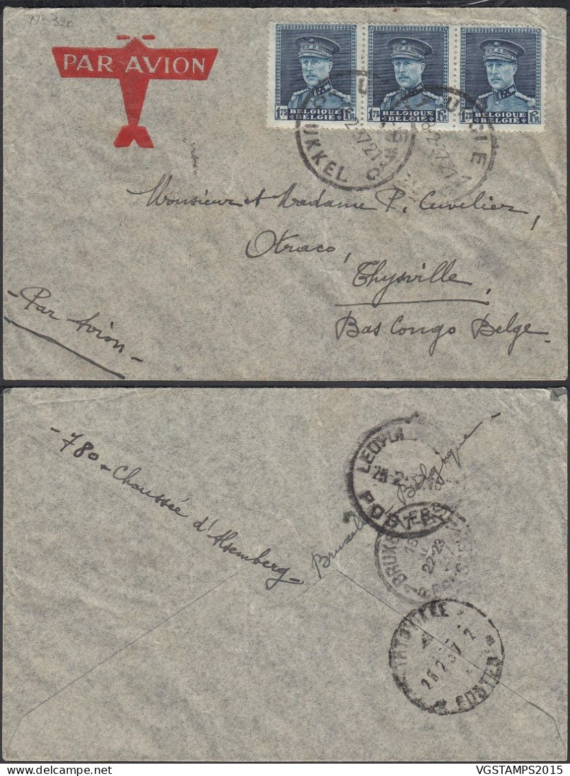 Congo Belge 1937 - Lettre Par Avion D' Ukkel-Belgique à Destination Thysville-Bas Congo Belge..... (EB) DC-12447 - Used Stamps