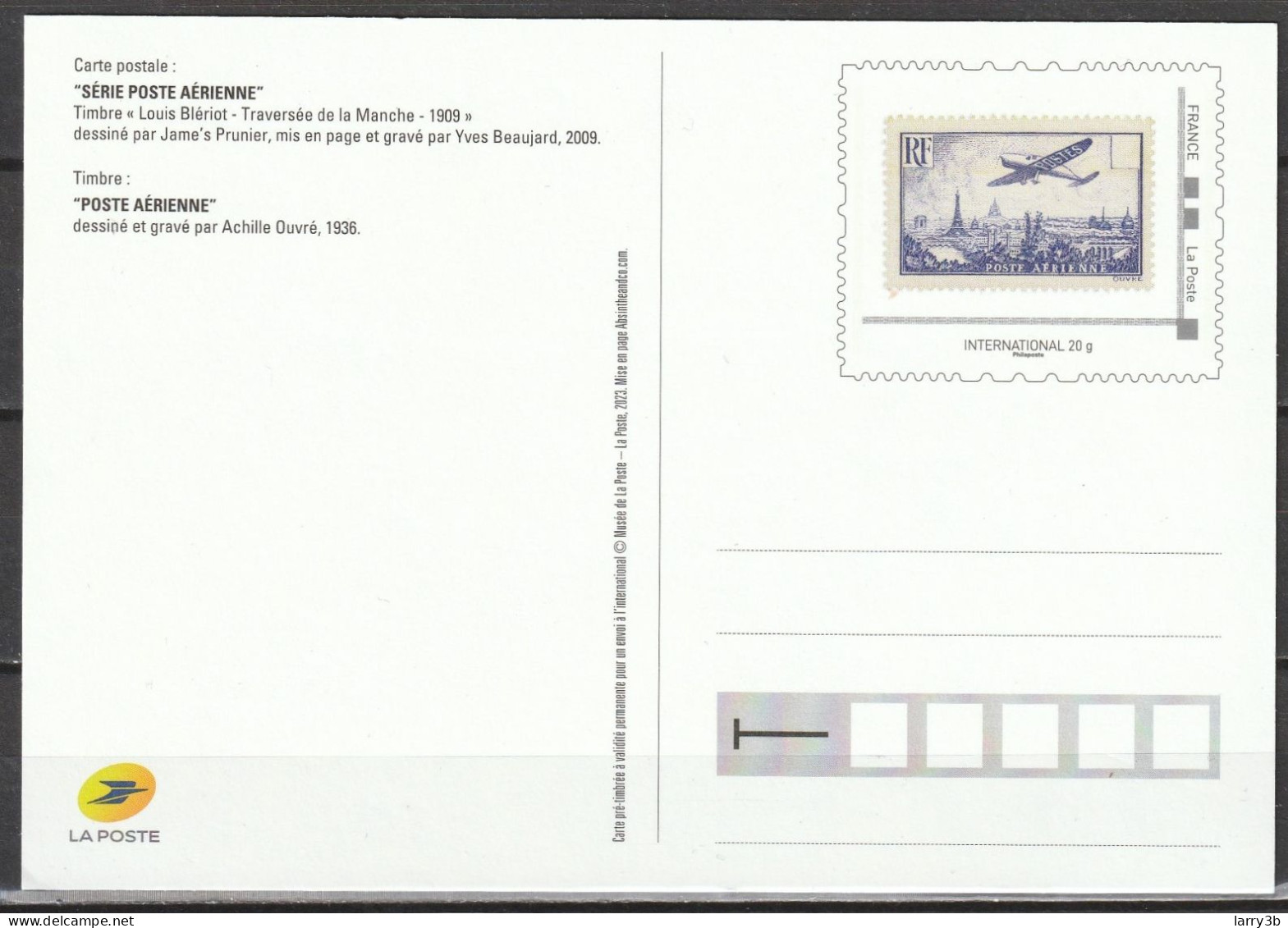 2023 CARTE ENTIER POSTE AERIENNE "LOUIS BLERIOT", Reprise PA72, NEUF ** MNH - Official Stationery