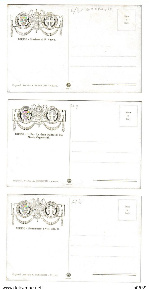 LOT 3 CARTES GUERRONI - STAZIONE DI P.NUOVA - IL PO LA GRAN MADRE DI DIO MONTE CAPPUCCINI - MONUMENTO A VITT. EM. II - Colecciones & Lotes