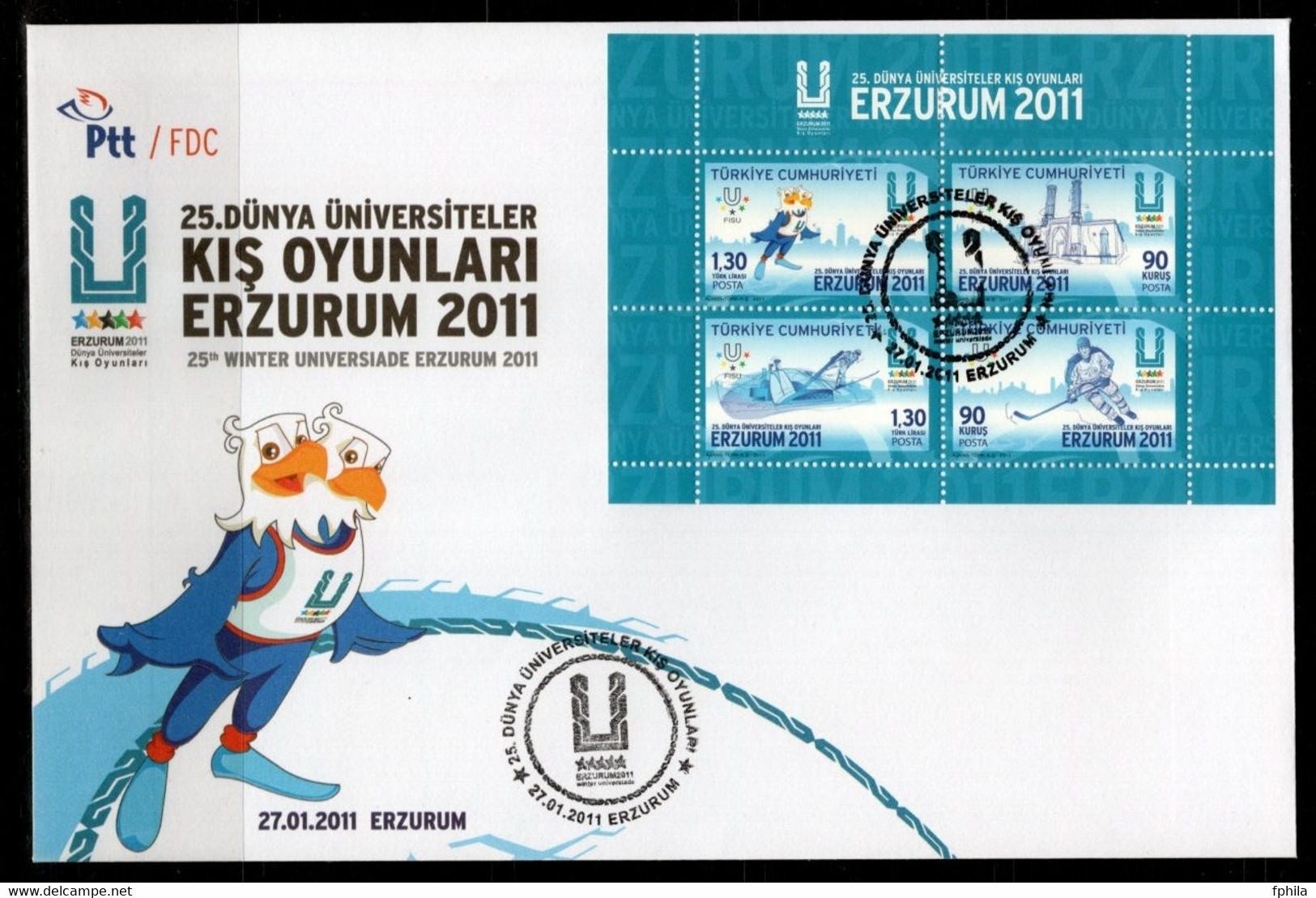 2011 TURKEY 25TH UNIVERSIADE WINTER GAMES IN ERZURUM FDC - FDC