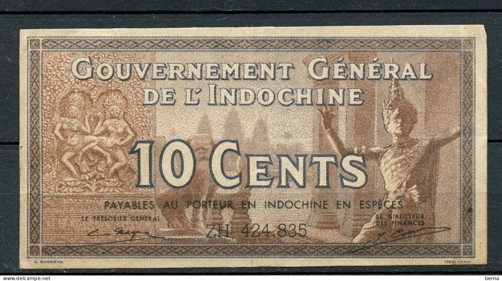 INDOCHINE UN BILLET DE 10 CENTS ELEPHANTS - Indocina