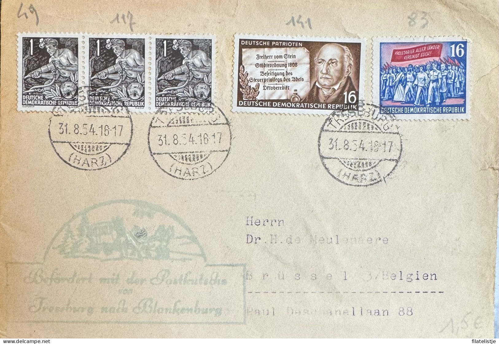 DDR  Van Tresburg Naar Brussel - Correo Aéreo