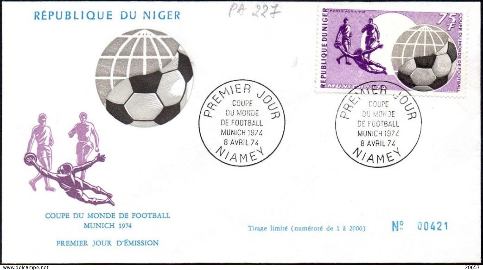 Niger A 227 à 229 Fdc Mondial Football 1974 En Allemagne, Germany, Deutschland - 1974 – West-Duitsland