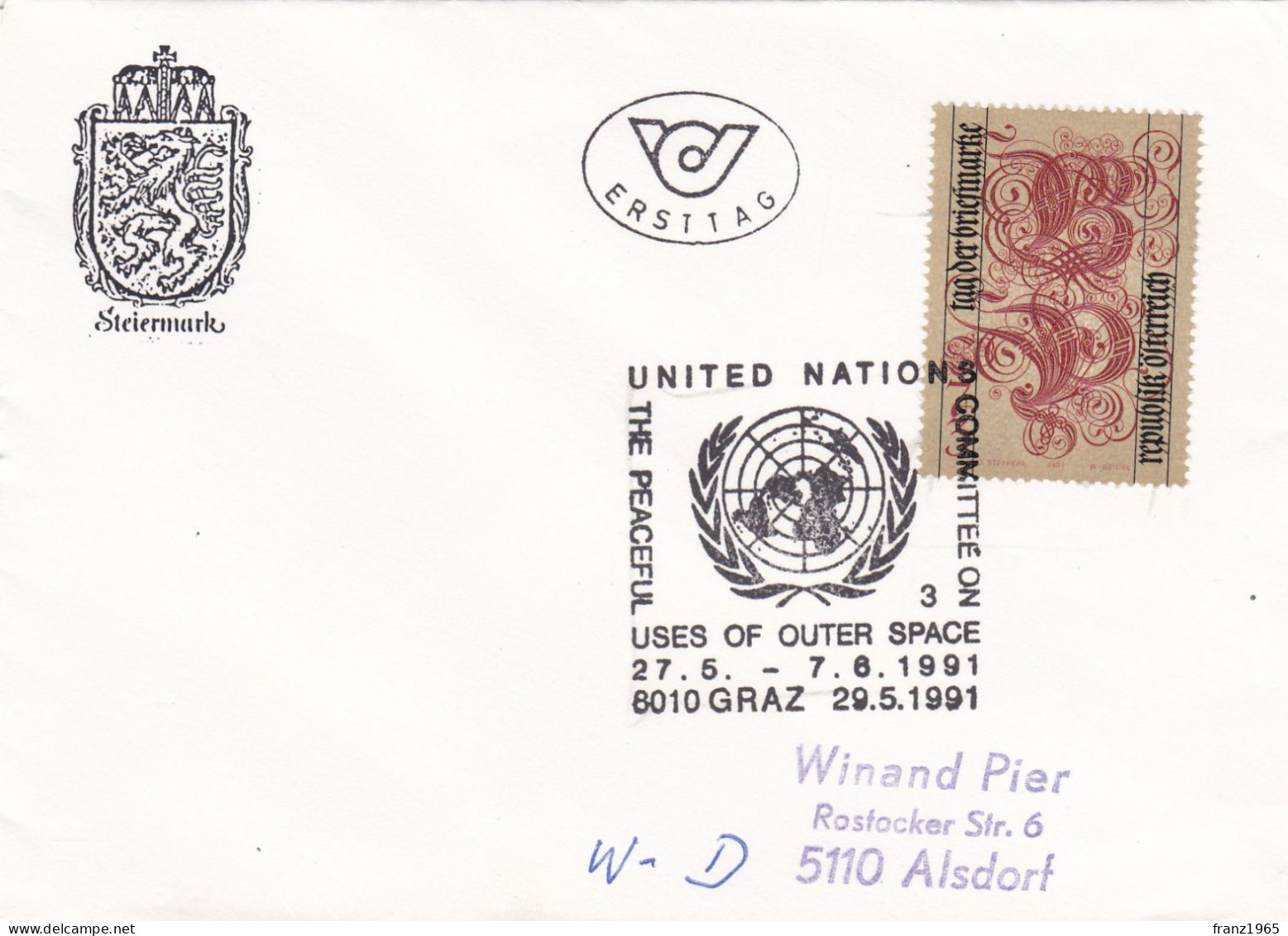 United Nations - The Peaceful Usess Of Outer Space, Graz - 1991 - Lettres & Documents