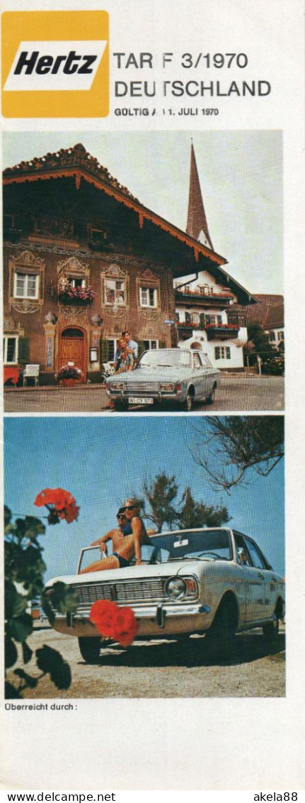 GERMANIA - HERTZ - TARIFFE 1970 - Automobile