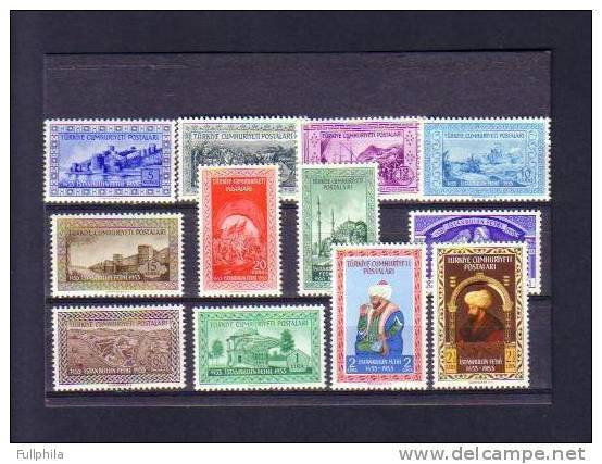 1953 TURKEY COMMEMORATIVE STAMPS FOR THE 500TH ANNIVERSARY OF THE CONQUEST OF CONSTANTINOPLE MNH ** - Unused Stamps