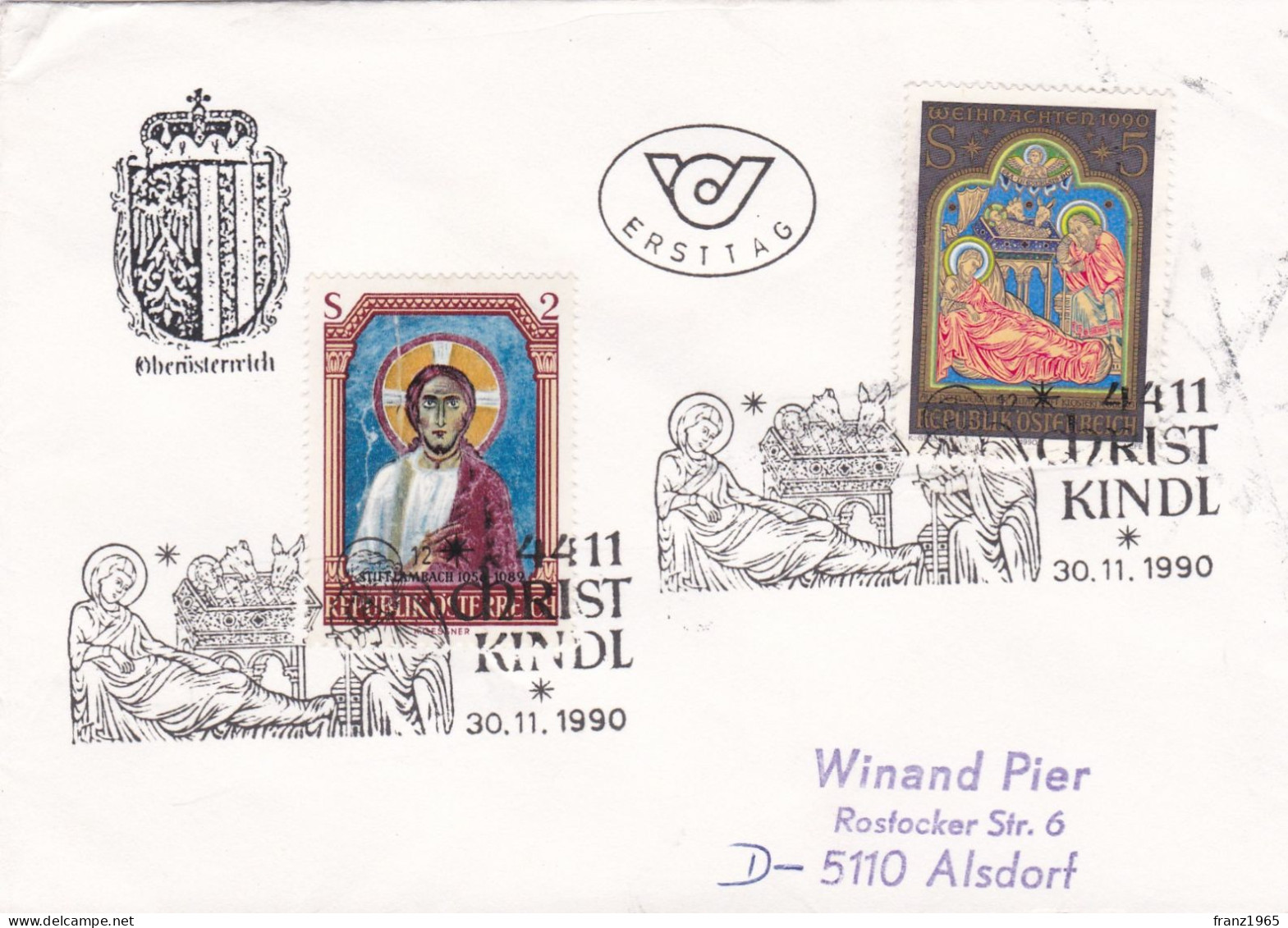 Christ Kindl - 1990 - Storia Postale