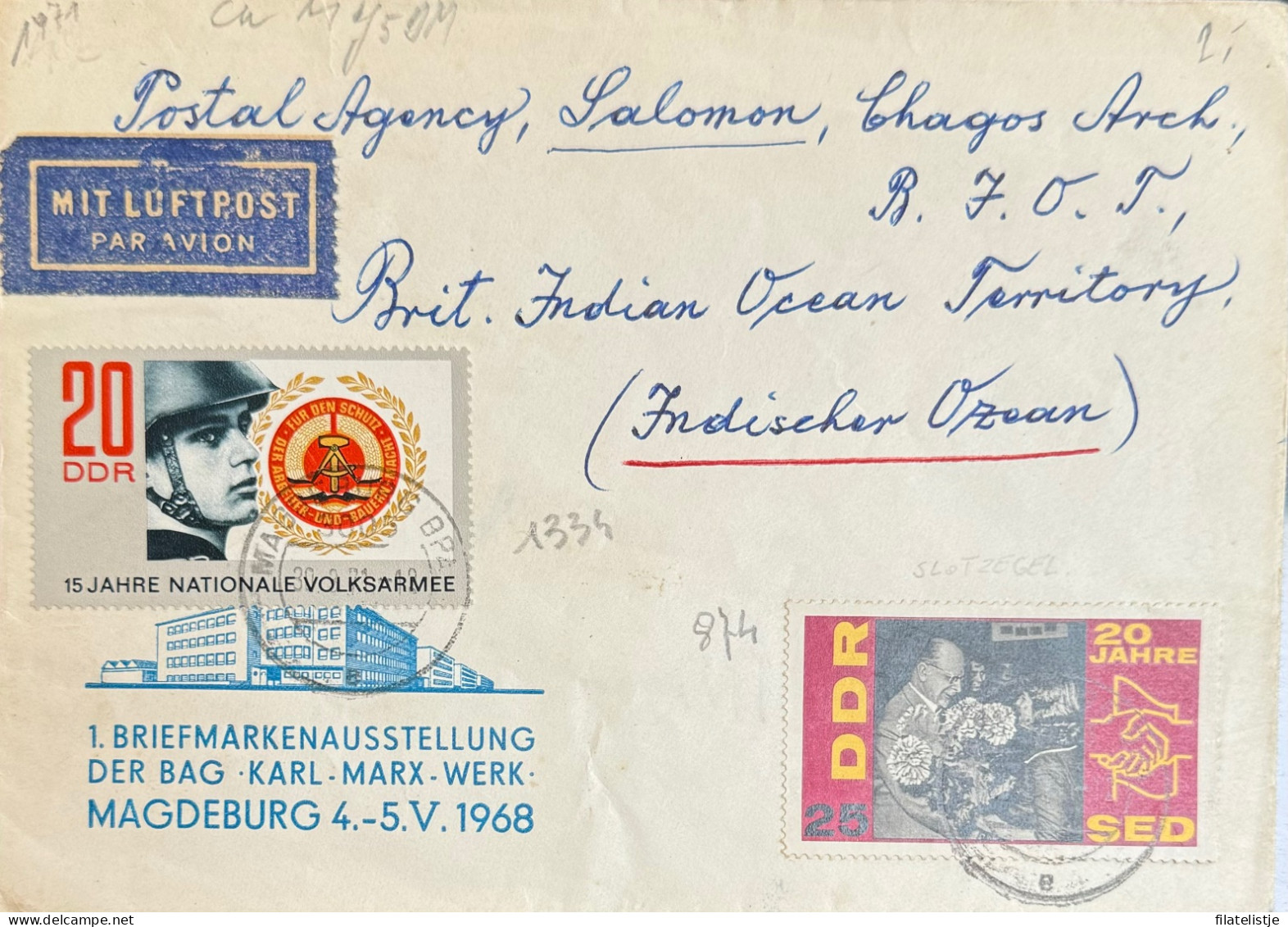 DDR  Luchtpost Brtisch Indonesië Naar Maagdenburg Duitsland - Luchtpost