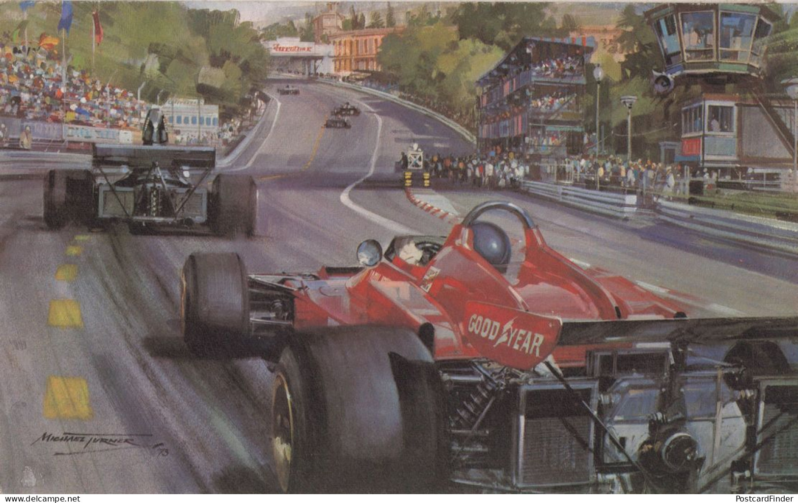 1973 Spanish Grand Prix F1 Jacky Ickx Ferrari Vintage Painting Card - Grand Prix / F1